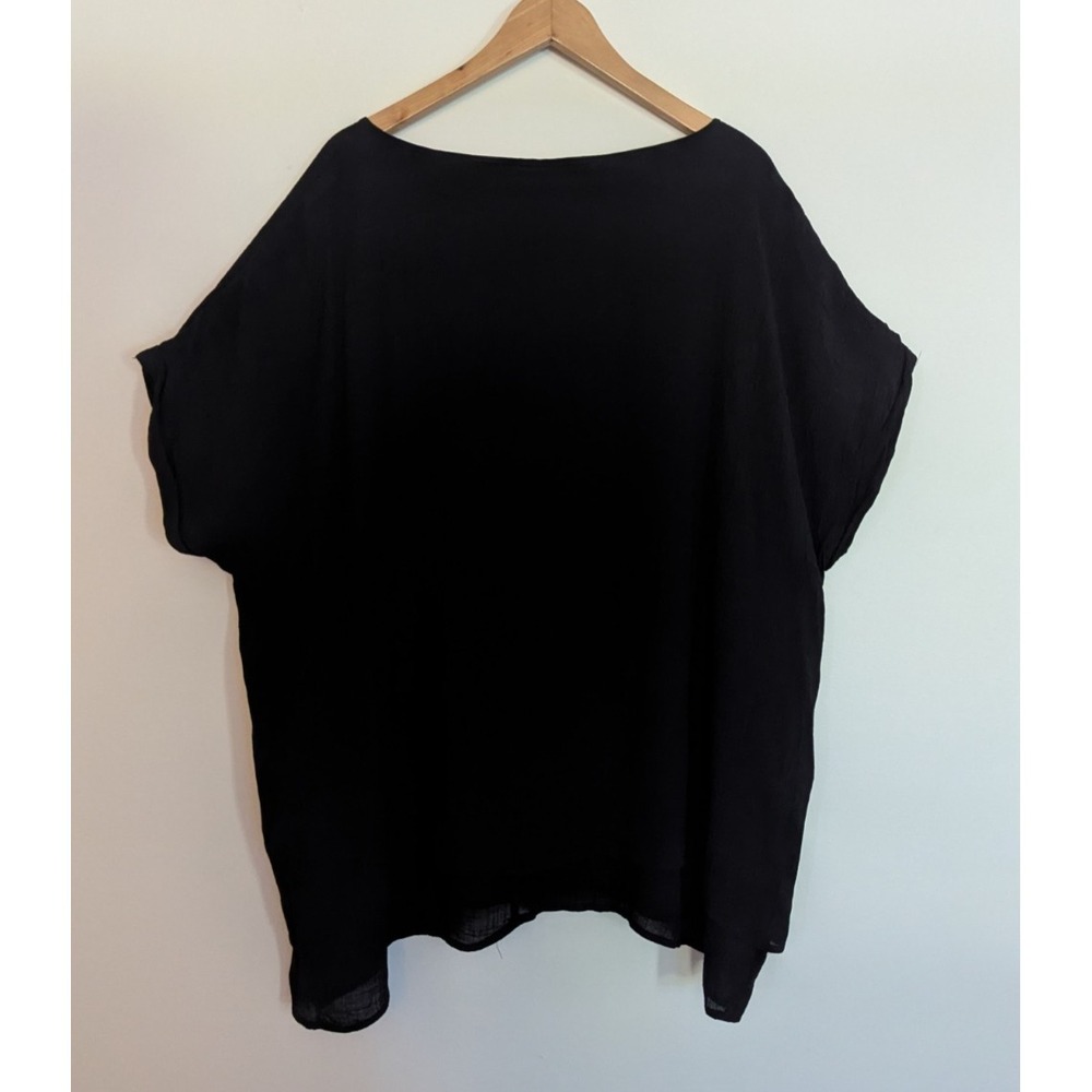 Avenue Brianna Button Top Plus Sz 22 24 Lagenlook Faux Wood Blouse Layered Gauzy - Picture 2 of 9